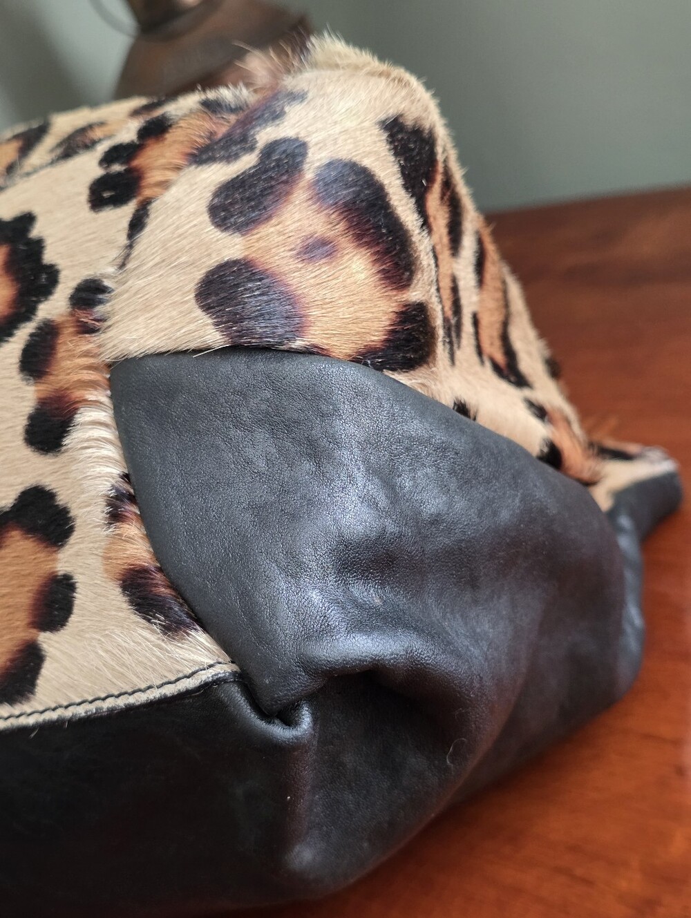Paolo Masi Leopard Calf Hair Black Leather Shoulder Bag Made in Italy Y2K - Picture 11 of 16